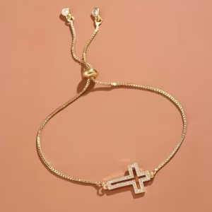 Home cross gold chain bracelet